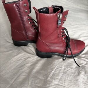 Marc Fisher Burgundy Lace-Up Boots
